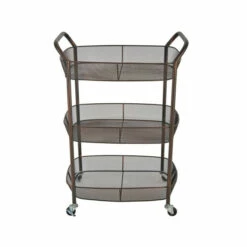 New 🔥 Sagebrook Home Ec, 3-tier Metal Basket Bar Cart 28.25"H - 19.0" X 12.5" X 28.25" ❤️