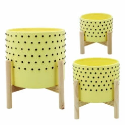 Best reviews of 🧨 Sagebrook Home 8" Dotted Planter With Wood Stand, Yellow 6.0"H - 8.0" X 8.0" X 6.0" 🔥 -Sagebrook Home Online Shop unnamed file 5527