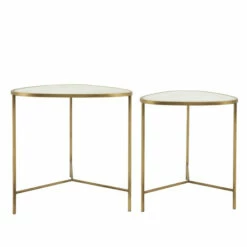 New ⌛ Sagebrook Home Metal, Set Of 2 18, 20" Side Tables, White, Gld 20.0"H - 20.0" X 20.0" X 20.0" ✔️