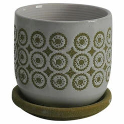 Cheapest 😀 Sagebrook Home Cer,s, 2 5, 6" Circles Planter With Saucer, Olive 5.75"H - 6.0" X 6.0" X 5.75" 🥰 -Sagebrook Home Online Shop unnamed file 557