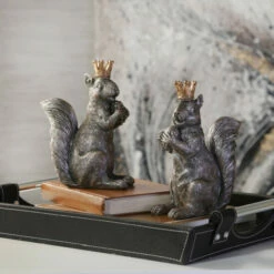 Best reviews of 🧨 Sagebrook Home Set Of 2 Resin 8" Squirrels Withcrowns, Silver 8"H - 3.25" X 6.0" X 8.0" 🛒