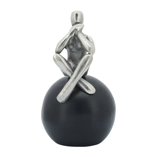 Buy โจ Sagebrook Home Metal, 9"h Thinking Man On Orb, Silver, Black 9.0"H - 5.0" X 5.0" X 9.0" ๐ 4 Buy โจ Sagebrook Home Metal, 9"h Thinking Man On Orb, Silver, Black 9.0"H - 5.0" X 5.0" X 9.0" ๐ - Image 2