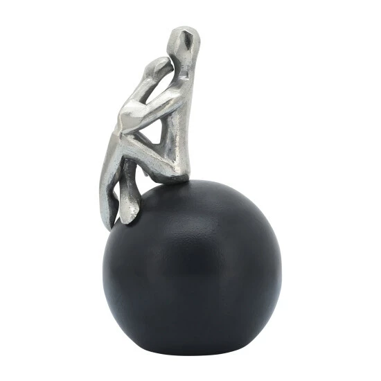 Buy โจ Sagebrook Home Metal, 9"h Thinking Man On Orb, Silver, Black 9.0"H - 5.0" X 5.0" X 9.0" ๐ 5 Buy โจ Sagebrook Home Metal, 9"h Thinking Man On Orb, Silver, Black 9.0"H - 5.0" X 5.0" X 9.0" ๐ - Image 3