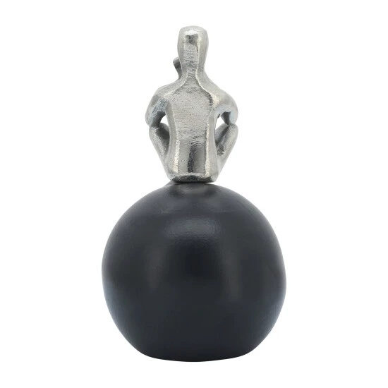Buy โจ Sagebrook Home Metal, 9"h Thinking Man On Orb, Silver, Black 9.0"H - 5.0" X 5.0" X 9.0" ๐ 6 Buy โจ Sagebrook Home Metal, 9"h Thinking Man On Orb, Silver, Black 9.0"H - 5.0" X 5.0" X 9.0" ๐ - Image 4