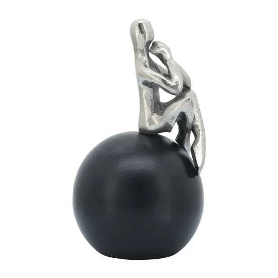 Buy โจ Sagebrook Home Metal, 9"h Thinking Man On Orb, Silver, Black 9.0"H - 5.0" X 5.0" X 9.0" ๐ 7 Buy โจ Sagebrook Home Metal, 9"h Thinking Man On Orb, Silver, Black 9.0"H - 5.0" X 5.0" X 9.0" ๐ - Image 5