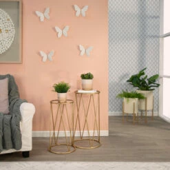 Wholesale ๐งจ Sagebrook Home 5" Textured Planter With Saucer, Gold 5"H - 5.0" X 5.0" X 5.0" ๐