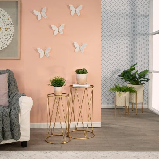 Wholesale 𧨠Sagebrook Home 5" Textured Planter With Saucer, Gold 5"H - 5.0" X 5.0" X 5.0" π 3 Wholesale 𧨠Sagebrook Home 5" Textured Planter With Saucer, Gold 5"H - 5.0" X 5.0" X 5.0" π