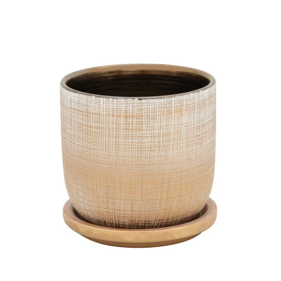 Wholesale 𧨠Sagebrook Home 5" Textured Planter With Saucer, Gold 5"H - 5.0" X 5.0" X 5.0" π 4 Wholesale 𧨠Sagebrook Home 5" Textured Planter With Saucer, Gold 5"H - 5.0" X 5.0" X 5.0" π - Image 2