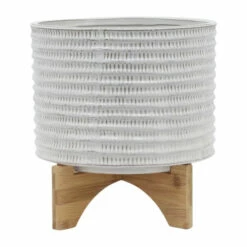 Top 10 โจ Sagebrook Home Ceramic 10" Textured Planter On Stand, Ivory 9.0"H - 11.0" X 11.0" X 9.0" ๐