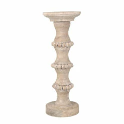 Promo 👍 Sagebrook Home Wooden 14" Antique Style Candle Holder 14"H - 6.0" X 6.0" X 14.0" 🌟