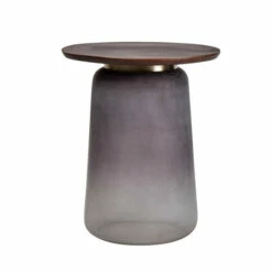 Discount ๐ Sagebrook Home Wooden Top, 22"h Side Table, Gls Base, Purple 22.0"H - 18.0" X 18.0" X 22.0" ๐งจ