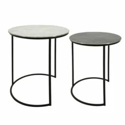 New 👏 Sagebrook Home Metal, Set Of 2 22, 24" Round Side Tables, White, Black 32.0"H - 21.0" X 21.0" X 32.0" 🌟