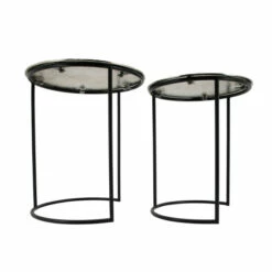 New 👏 Sagebrook Home Metal, Set Of 2 22, 24" Round Side Tables, White, Black 32.0"H - 21.0" X 21.0" X 32.0" 🌟 -Sagebrook Home Online Shop unnamed file 5665