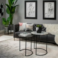 New 👏 Sagebrook Home Metal, Set Of 2 22, 24" Round Side Tables, White, Black 32.0"H - 21.0" X 21.0" X 32.0" 🌟 -Sagebrook Home Online Shop unnamed file 5668