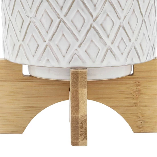 Hot Sale โค๏ธ Sagebrook Home Ceramic 5" Flower Pot With Wooden Stand 7.0"H - 5.5" X 5.5" X 7.0" ๐ 10 Hot Sale โค๏ธ Sagebrook Home Ceramic 5" Flower Pot With Wooden Stand 7.0"H - 5.5" X 5.5" X 7.0" ๐ - Image 8