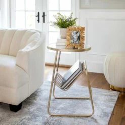 Coupon ๐ Sagebrook Home Metal, 26"h Mirrored Side Table, Rack, Gold 26.0"H - 19.0" X 18.0" X 26.0" ๐