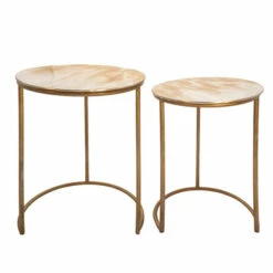 Best deal 👍 Sagebrook Home Set Of 2 Metal Side Tables, Cream 24.0"H - 18.0" X 18.0" X 24.0" ✔️ -Sagebrook Home Online Shop unnamed file 5701