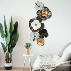 New 😉 Sagebrook Home Metal, 33" Flowers Wall Deco, Black, Gold 33.0"H 😍