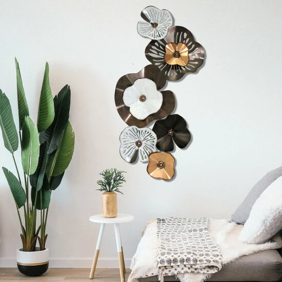 New ๐ Sagebrook Home Metal, 33" Flowers Wall Deco, Black, Gold 33.0"H ๐ 3 New ๐ Sagebrook Home Metal, 33" Flowers Wall Deco, Black, Gold 33.0"H ๐