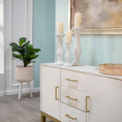 Top 10 💯 Sagebrook Home Ceramic 15" Candle Holder, White Stripe 15.0"H - 6.0" X 6.0" X 15.0" 😉