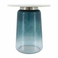 Promo โจ Sagebrook Home Marble Top, 22"h Side Table Gls Base, Blue 22.0"H - 18.0" X 18.0" X 22.0" ๐ฅฐ