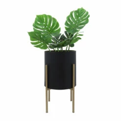 Best Pirce 😉 Sagebrook Home Set Of 2 Planter On Metal Stand, Black, Gld 23"H - 14.0" X 14.0" X 23.0" ❤️ -Sagebrook Home Online Shop unnamed file 5758