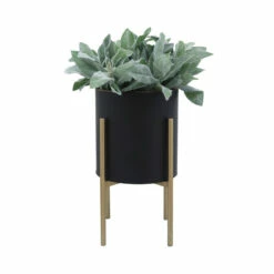 Best Pirce 😉 Sagebrook Home Set Of 2 Planter On Metal Stand, Black, Gld 23"H - 14.0" X 14.0" X 23.0" ❤️ -Sagebrook Home Online Shop unnamed file 5759