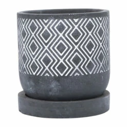 Best deal 😀 Sagebrook Home Cem, 5" Diamond Planter With Saucer, Gray 5.0"H - 5.0" X 5.0" X 5.0" 💯