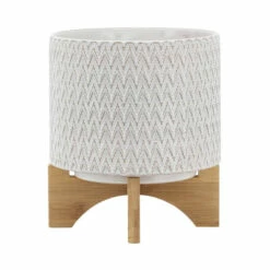 Cheap ⭐ Sagebrook Home Ceramics 8" Planter With Wooden Stand 9.0"H - 8.5" X 8.5" X 9.0" 😉 -Sagebrook Home Online Shop unnamed file 5789