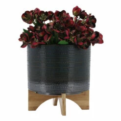 Discount 🔥 Sagebrook Home 10" Dotted Planter With Wood Stand, Green 11.0"H - 11.0" X 11.0" X 11.0" 👏 -Sagebrook Home Online Shop unnamed file 5830