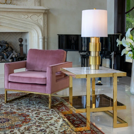 New ๐ Sagebrook Home Metal, Marble Glass Side Table, Gold, White 24.0"H - 24.0" X 24.0" X 24.0" ๐ 3 New ๐ Sagebrook Home Metal, Marble Glass Side Table, Gold, White 24.0"H - 24.0" X 24.0" X 24.0" ๐