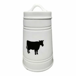 Discount 🧨 Sagebrook Home Ceramic 11" Cow Canister, White 11.0"H - 7.0" X 7.0" X 11.0" 🔔