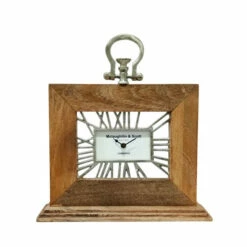 Deals 🤩 Sagebrook Home 12x13 Mango Wood Table Clock, Natural 12.5"H - 11.5" X 3.5" X 12.5" ⭐