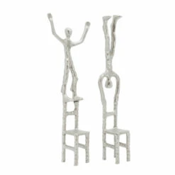 Promo ✔️ Sagebrook Home Set Of 2 Men On Chair, Silver 15.0"H - 6.0" X 6.0" X 15.0" 👍 -Sagebrook Home Online Shop unnamed file 5902