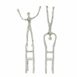 Promo ✔️ Sagebrook Home Set Of 2 Men On Chair, Silver 15.0"H - 6.0" X 6.0" X 15.0" 👍 -Sagebrook Home Online Shop unnamed file 5905