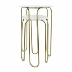 Deals ❤️ Sagebrook Home Metal, Set Of 2 22, 28" End Tables, White, Gld 28.0"H - 16.0" X 16.0" X 28.0" 🌟 -Sagebrook Home Online Shop unnamed file 5939