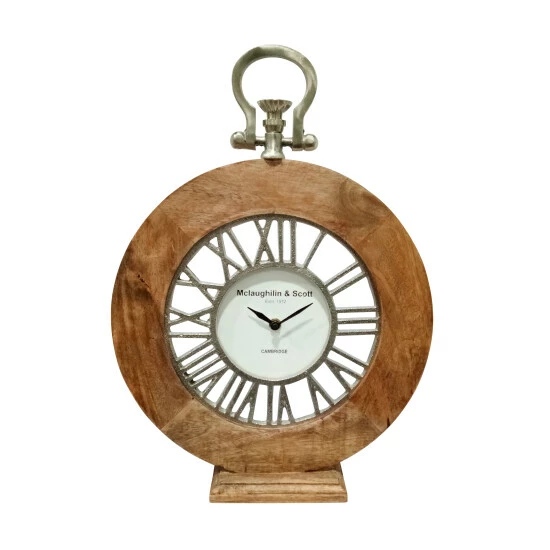 Wholesale π Sagebrook Home Mango Wood, 16"h Round Table Clock, Natural 16.0"H - 12.0" X 2.75" X 16.0" π 4 Wholesale π Sagebrook Home Mango Wood, 16"h Round Table Clock, Natural 16.0"H - 12.0" X 2.75" X 16.0" π - Image 2