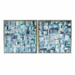 Buy 🥰 Sagebrook Home 26x26, Set Of 2, Squares Oil Painting, Blue 25.6"H ⭐