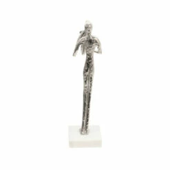 New 😉 Sagebrook Home 15" Saxophone Musician On Marble Base, Silver 15.0"H - 6.0" X 4.0" X 15.0" 😍 -Sagebrook Home Online Shop unnamed file 5994