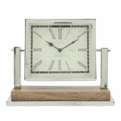 Deals 🌟 Sagebrook Home Metal, Wood, 12x10 Square Table Clock, Silver 9.5"H - 12.0" X 4.5" X 9.5" 😍