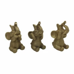 Budget 🔔 Sagebrook Home Resin, Set Of 3 8" No Evil Elephants, Gold - 5" X 5" X 8" ⭐