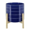 Best Sale 🔥 Sagebrook Home 10" Striped Planter With Wood Stand, Navy 8"H - 10.0" X 10.0" X 8.0" 🥰 -Sagebrook Home Online Shop unnamed file 609