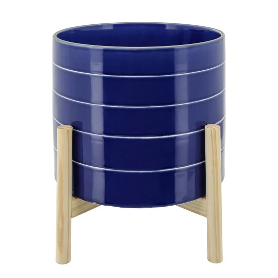 Best Sale π₯ Sagebrook Home 10" Striped Planter With Wood Stand, Navy 8"H - 10.0" X 10.0" X 8.0" π₯° 3 Best Sale π₯ Sagebrook Home 10" Striped Planter With Wood Stand, Navy 8"H - 10.0" X 10.0" X 8.0" π₯°