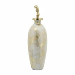Best Pirce 🎁 Sagebrook Home Glass, 23"h Metal Vase Tribal Topper, White, Gold 23.0"H - 7.75" X 7.75" X 23.0" 🔥 -Sagebrook Home Online Shop unnamed file 618