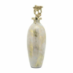 Best Pirce 🎁 Sagebrook Home Glass, 23"h Metal Vase Tribal Topper, White, Gold 23.0"H - 7.75" X 7.75" X 23.0" 🔥 -Sagebrook Home Online Shop unnamed file 619