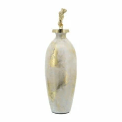 Best Pirce 🎁 Sagebrook Home Glass, 23"h Metal Vase Tribal Topper, White, Gold 23.0"H - 7.75" X 7.75" X 23.0" 🔥 -Sagebrook Home Online Shop unnamed file 620