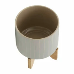 Flash Sale 💯 Sagebrook Home Ceramic Set Of 2 8, 10" Stripes Planter With Stand, Tan 12.0"H - 10.0" X 10.0" X 12.0" 🛒 -Sagebrook Home Online Shop unnamed file 638