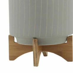 Flash Sale 💯 Sagebrook Home Ceramic Set Of 2 8, 10" Stripes Planter With Stand, Tan 12.0"H - 10.0" X 10.0" X 12.0" 🛒 -Sagebrook Home Online Shop unnamed file 641