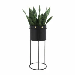 Best deal ✔️ Sagebrook Home Metal, Set Of 2 20, 24"h Round Planters, Black 24.0"H - 10.0" X 10.0" X 24.0" 🎁 -Sagebrook Home Online Shop unnamed file 685
