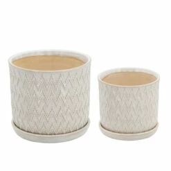 Best reviews of ๐ฏ Sagebrook Home S/2 Chevron Planter 6/8" W/ Saucer, Beige - 8Lx8Wx7D ๐